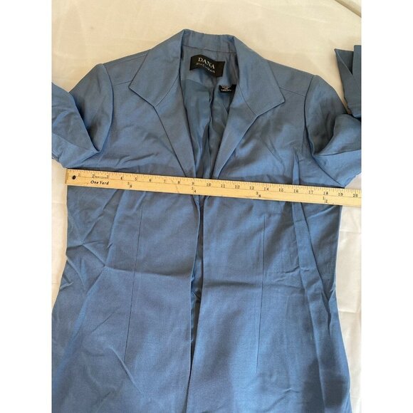Dana Buchman Skirt Suit Open‎ Front Women's 8 Blue 3/4 Sleeve Silk Wool 2 pc - Picture 10 of 12